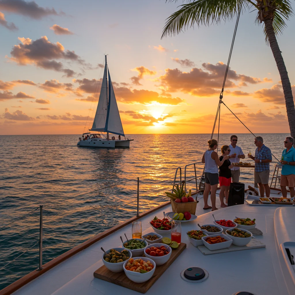 Introduction to Aruba Sunset Sail with Appetizers and Open Bar