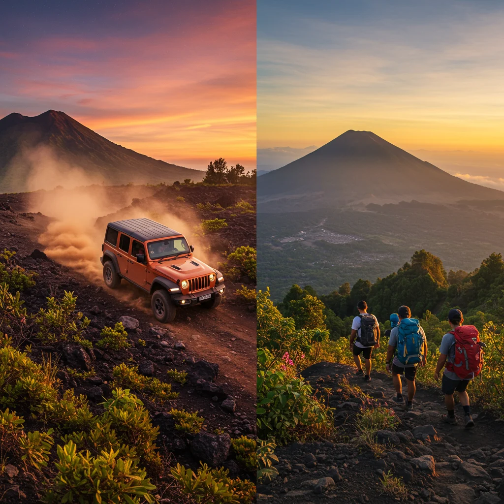 How Does a Jeep Tour Differ from Trekking Mount Batur?