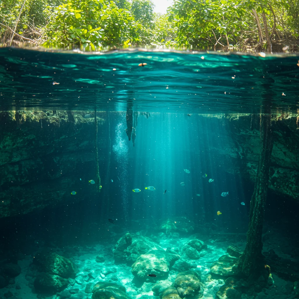 Snorkeling in Cenote Maya